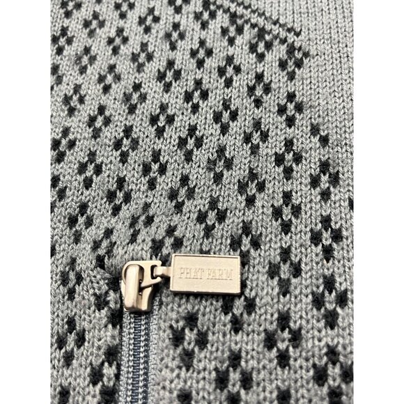 Phat Farm Mens XXL Nordic Zip Pocket Sweater In Black & Gray Christmas - Picture 11 of 14